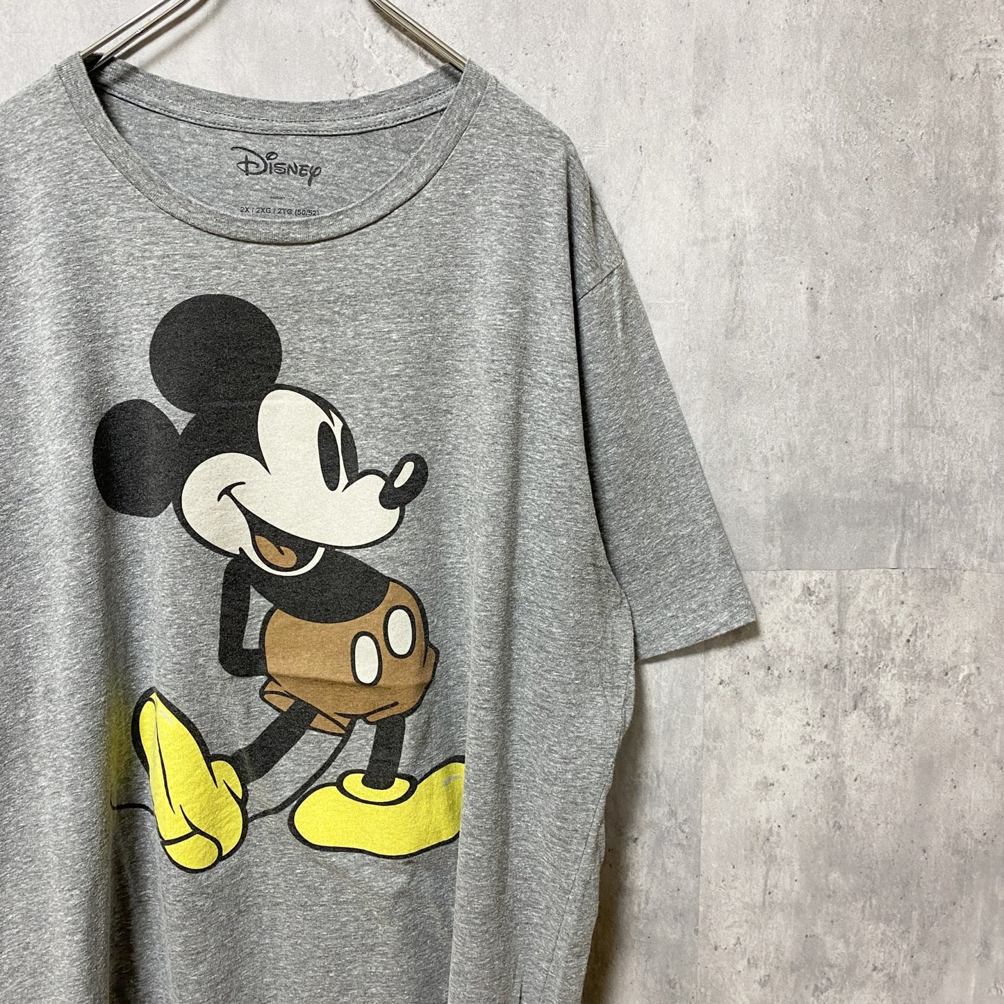 古着 used　Disney　ディズニー　半袖プリントデザインTシャツ　グレー　ミッキーマウス　オーバーサイズ　XXLサイズ