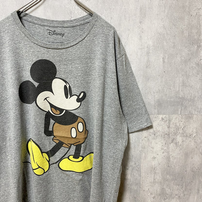 古着 used　Disney　ディズニー　半袖プリントデザインTシャツ　グレー　ミッキーマウス　オーバーサイズ　XXLサイズ