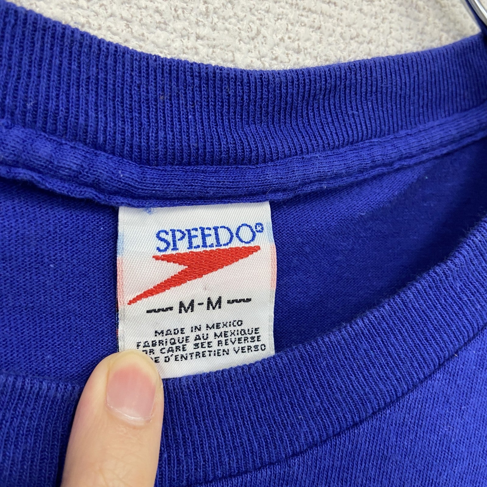 90s　SPEEDO　半袖プリントTシャツ　ヴィンテージ　シングルステッチ　青　Mサイズ