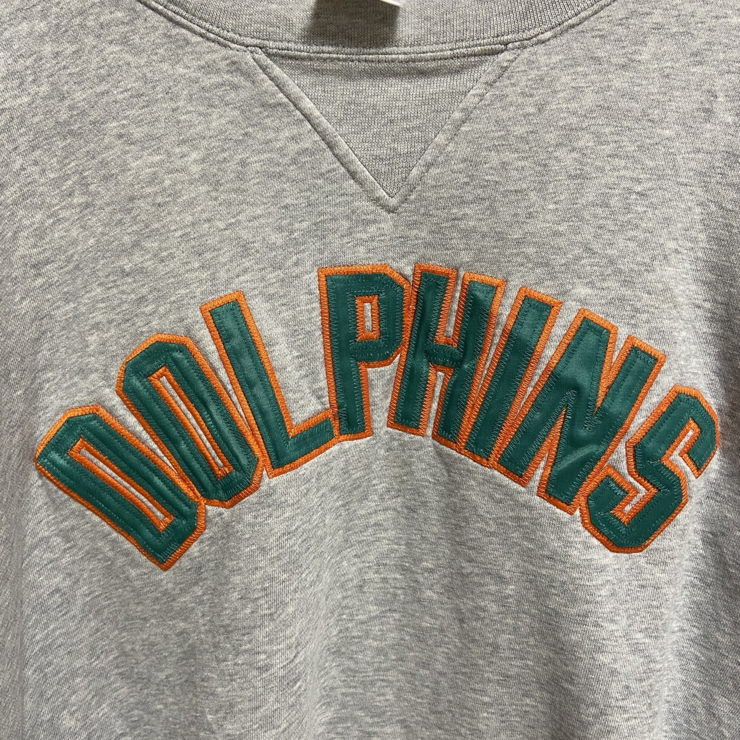 古着 used　Reebok　長袖刺繍ワッペンスウェット　トレーナー　DOLPHINS　グレー　ビッグシルエット　2XLサイズ