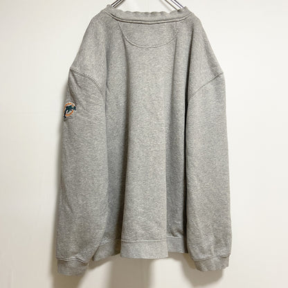 古着 used　Reebok　長袖刺繍ワッペンスウェット　トレーナー　DOLPHINS　グレー　ビッグシルエット　2XLサイズ