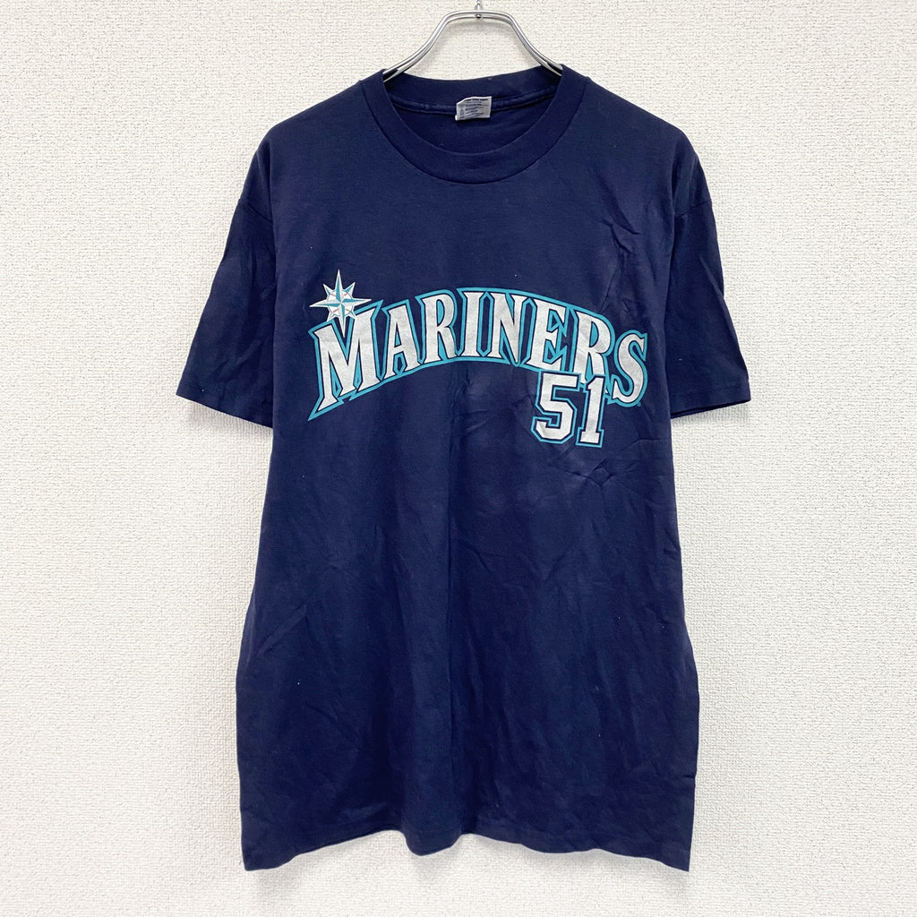 00s　DELTA　デルタ　MARINERS　マリナーズ　イチロー　51　半袖プリントTシャツ　紺　ネイビー　Lサイズ