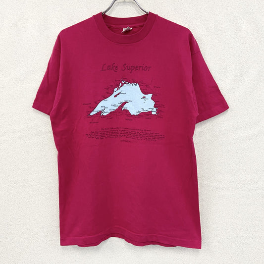 90s　FRUIT OF THE LOOM　半袖プリントTシャツ　ヴィンテージ　シングルステッチ　ピンク　Lサイズ