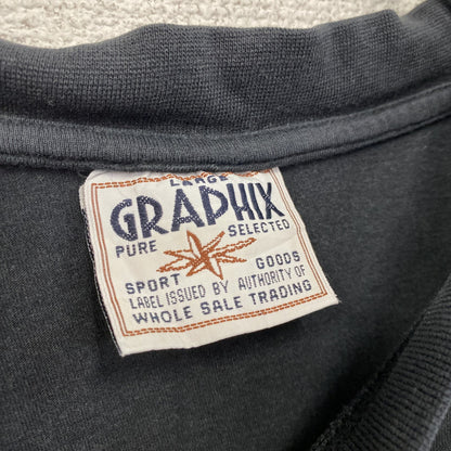 ～00s　GRAPHIX　半袖プリントスポーツTシャツ　ドニック　卓球　両面プリント　ヴィンテージ　黒　ブラック　Lサイズ