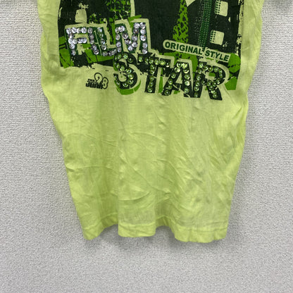 The collection Junk 98　半袖プリントシャツ　半袖ポロシャツ　バンド　y2k　黄緑　イエロー　グリーン　Lサイズ