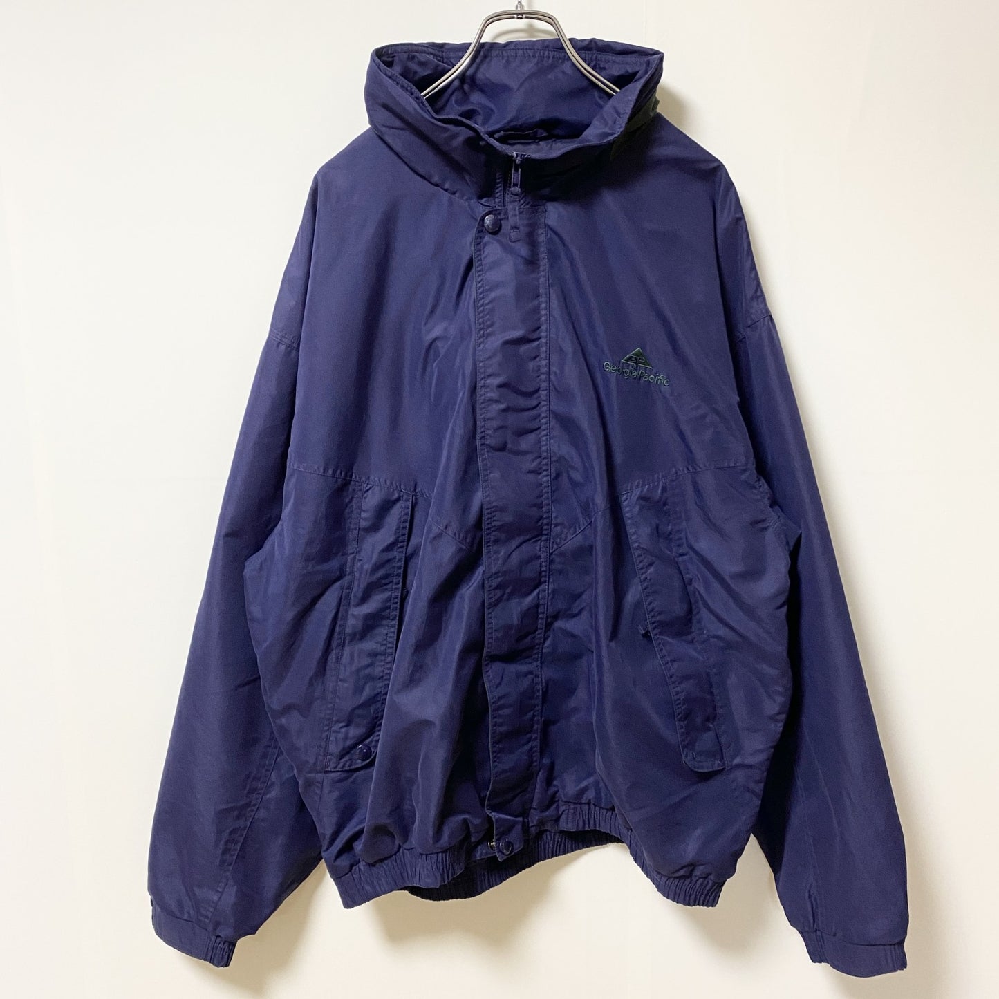 古着 used　SIERRA SPORT　長袖ワンポイント刺繍ロゴナイロンジャケット　オーバーサイズ　ネイビー　XLサイズ