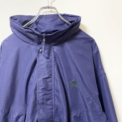 古着 used　SIERRA SPORT　長袖ワンポイント刺繍ロゴナイロンジャケット　オーバーサイズ　ネイビー　XLサイズ