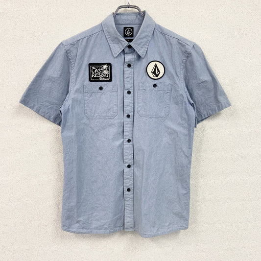 VOLCOM　ボルコム　半袖シャツ　ワッペン　2つポケット　水色　ライトブルー　Mサイズ