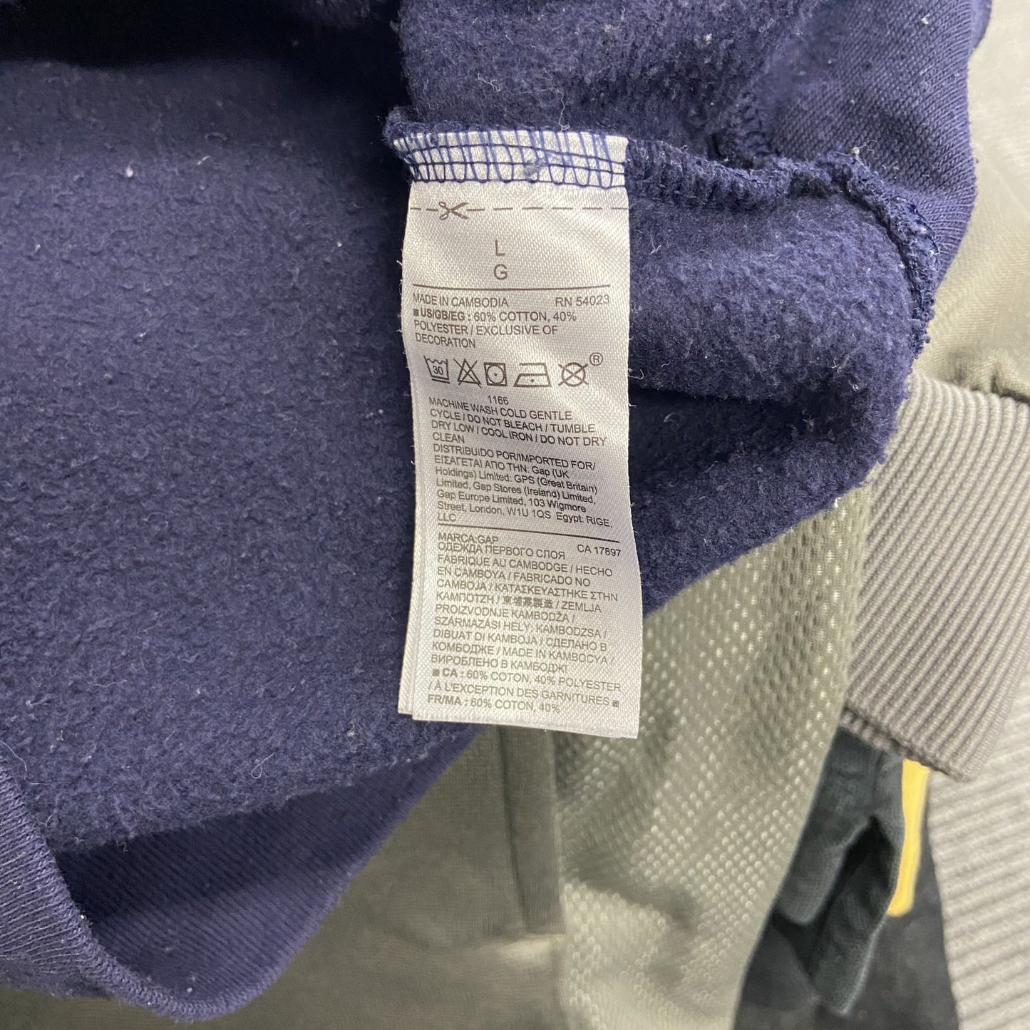 GAP　ギャップ　フルジップスウェットパーカー/フーディー　デカロゴ　紺　ネイビー　Lサイズ