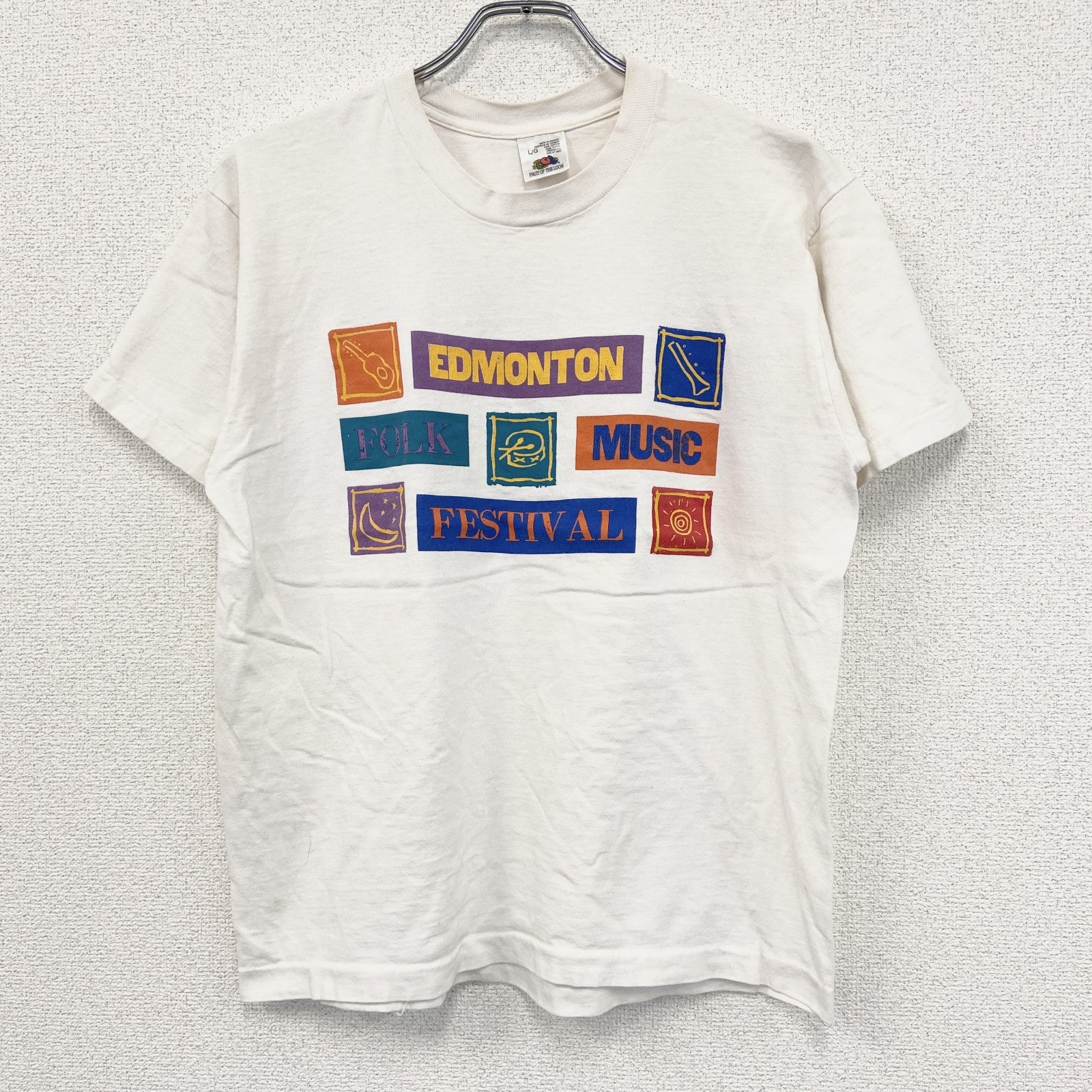 90s　FRUIT OF THE LOOM　半袖プリントTシャツ　ヴィンテージ　シングルステッチ　白　Lサイズ