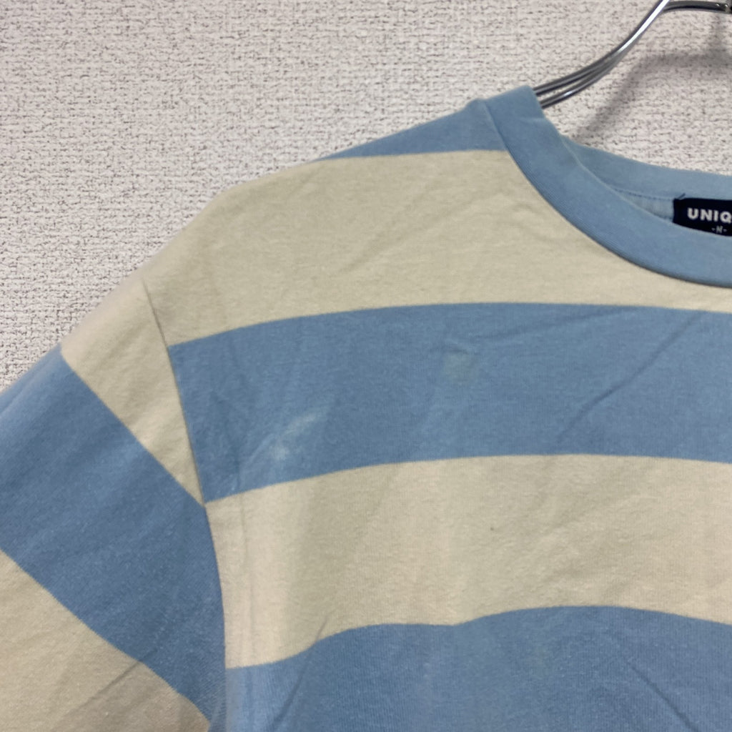OLD UNIQLO　オールドユニクロ　長袖Tシャツ/ロンT　ボーダー　水色　ライトブルー　ベージュ　Mサイズ　