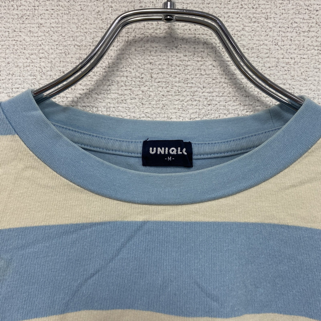 OLD UNIQLO　オールドユニクロ　長袖Tシャツ/ロンT　ボーダー　水色　ライトブルー　ベージュ　Mサイズ　