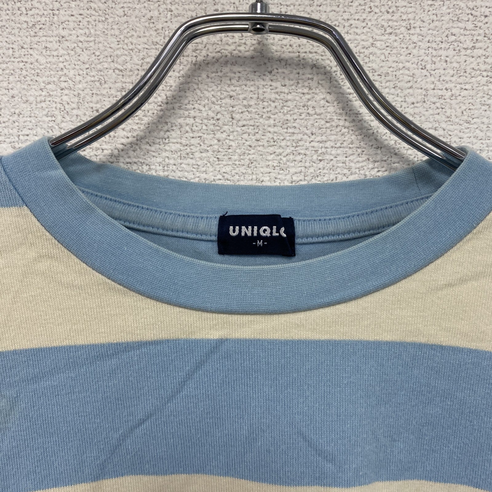 OLD UNIQLO　オールドユニクロ　長袖Tシャツ/ロンT　ボーダー　水色　ライトブルー　ベージュ　Mサイズ　
