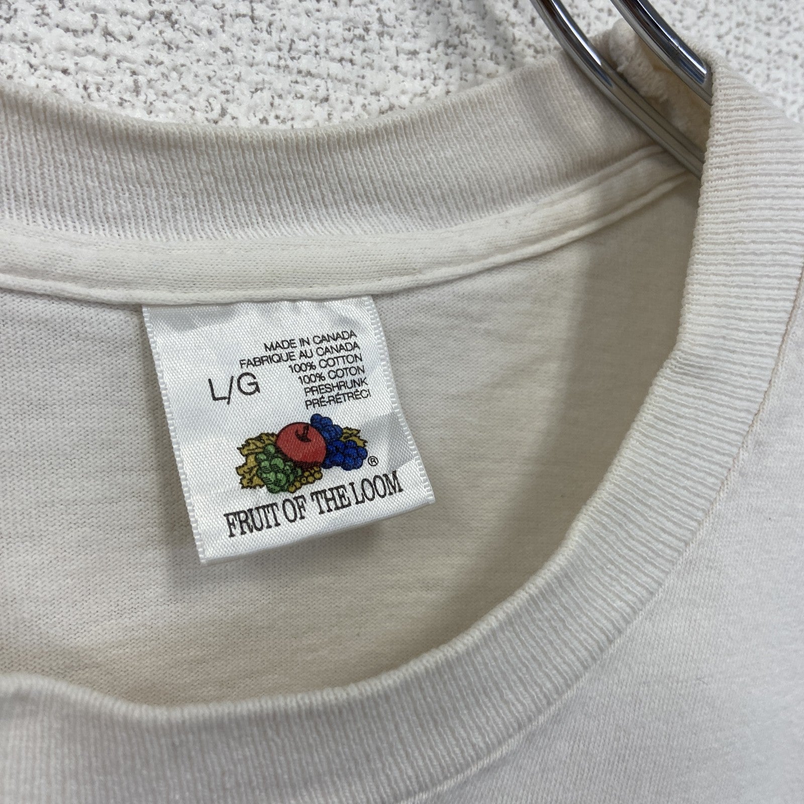 90s　FRUIT OF THE LOOM　半袖プリントTシャツ　ヴィンテージ　シングルステッチ　白　Lサイズ