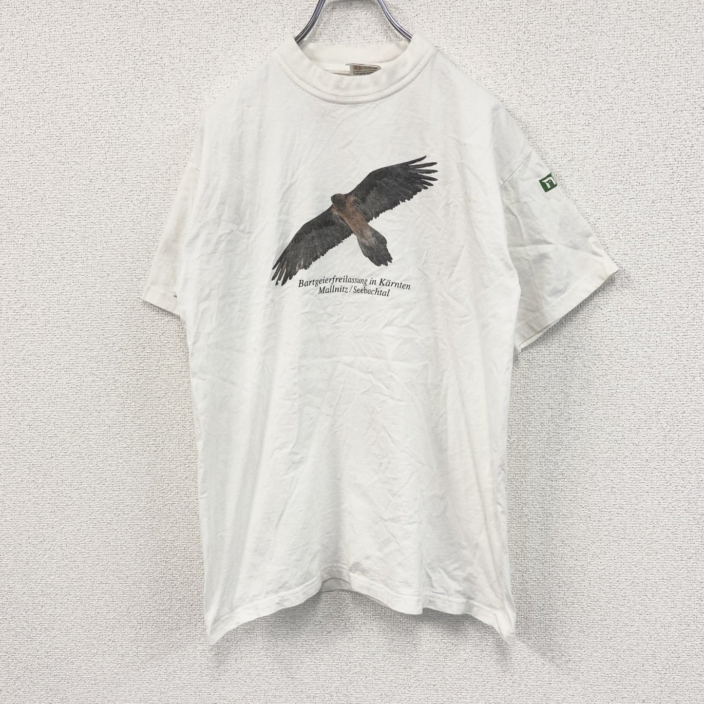 90s～　B&C　半袖プリントTシャツ　鳥　ユーロヴィンテージ　白　ホワイト　Mサイズ