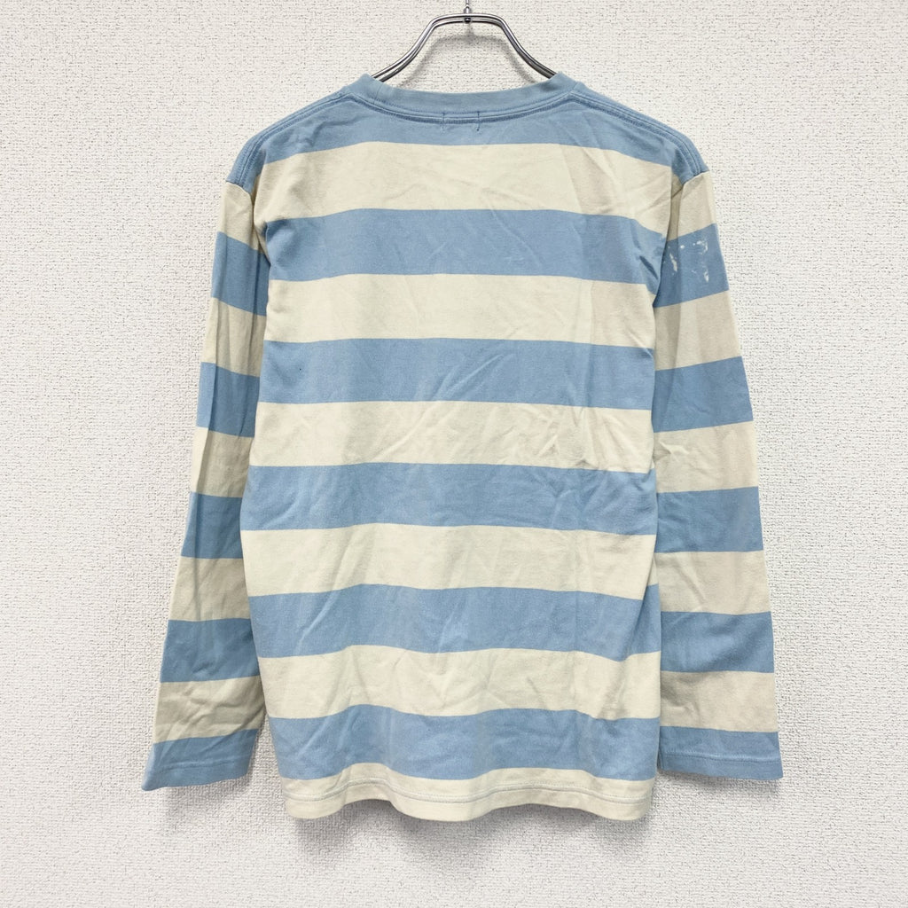 OLD UNIQLO　オールドユニクロ　長袖Tシャツ/ロンT　ボーダー　水色　ライトブルー　ベージュ　Mサイズ　