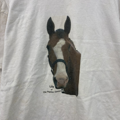 00s　GILDAN　ギルダン　半袖プリントTシャツ　アニマルT　馬　ヴィンテージ　白　ホワイト　XLサイズ