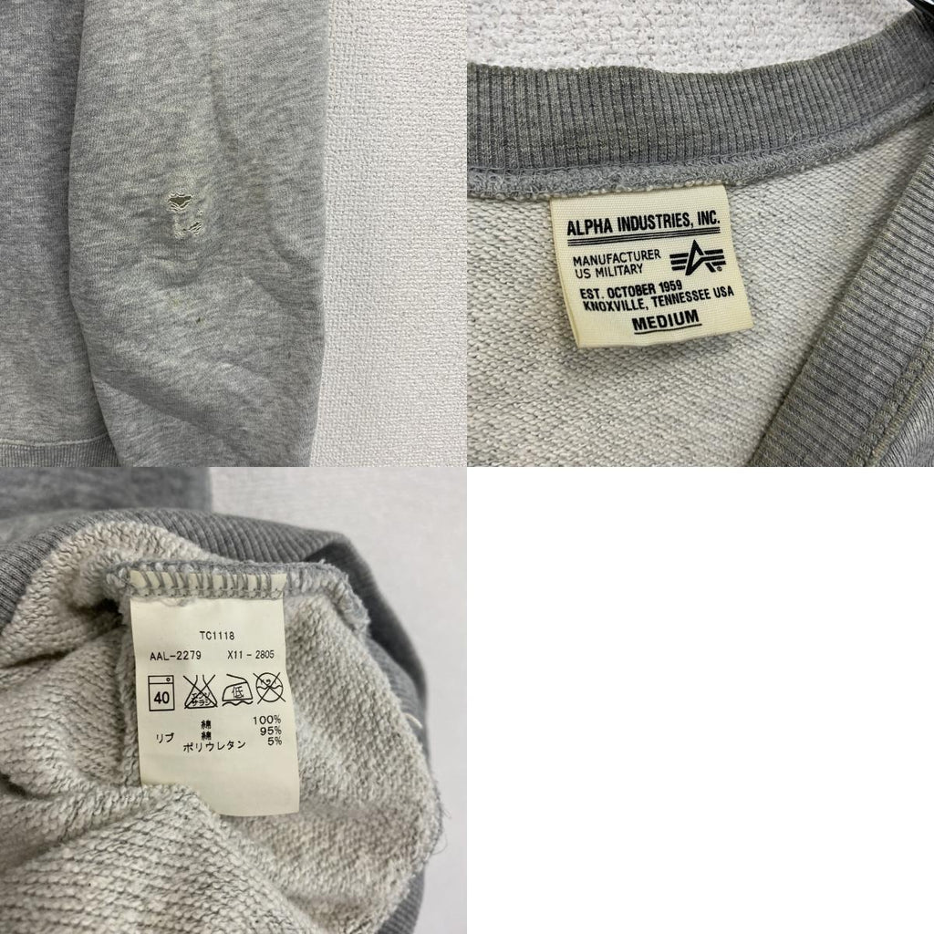 ALPHA INDUSTRIES INC　アルファインダストリーズ　スウェット/トレーナー　灰色　グレー　Mサイズ