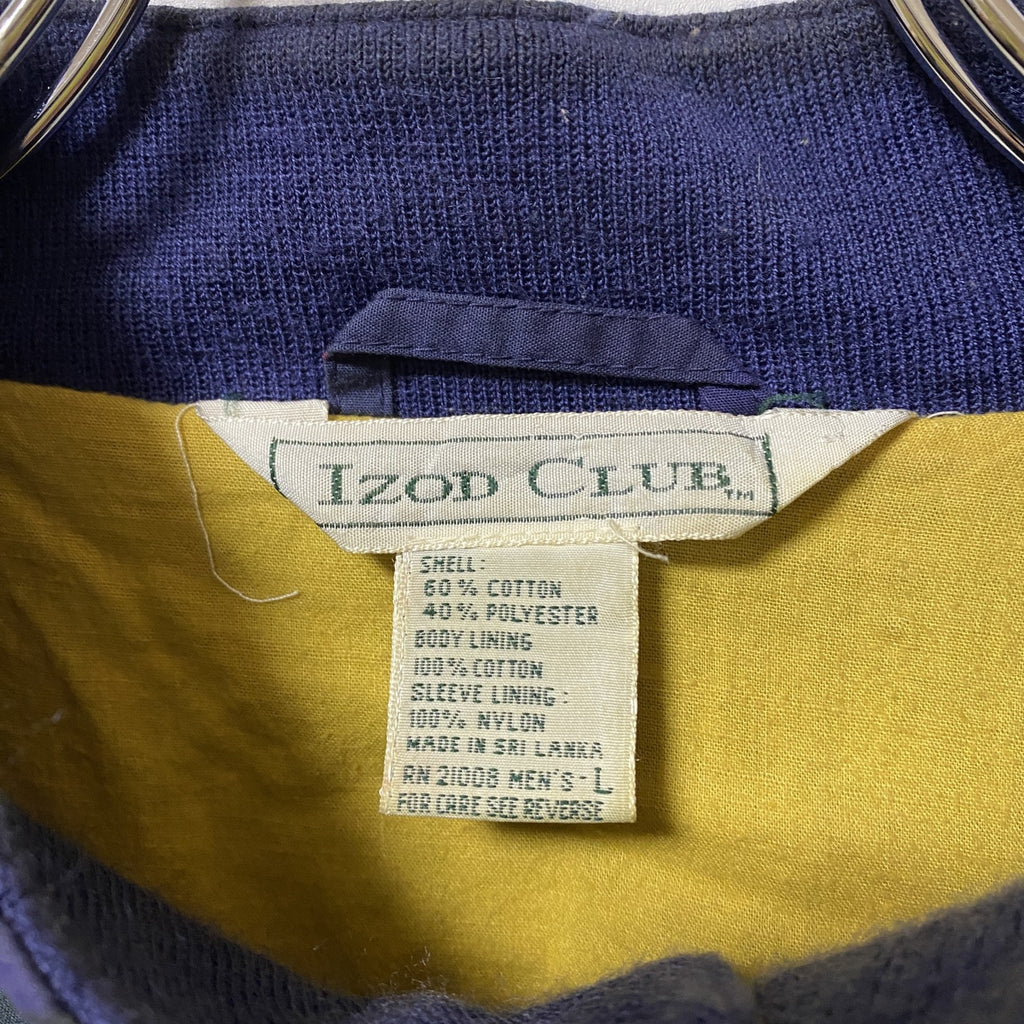 古着 used　90s　IZOD CLUB　長袖チェック柄ナイロンジャケット　総柄　ヴィンテージ　グリーン　ネイビー　Lサイズ