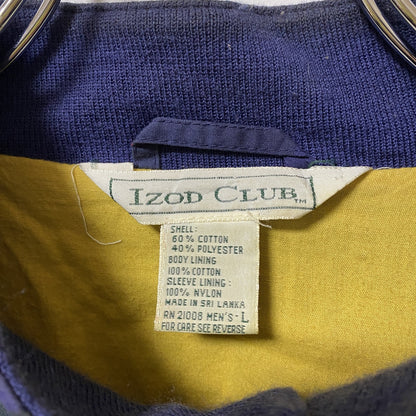 古着 used　90s　IZOD CLUB　長袖チェック柄ナイロンジャケット　総柄　ヴィンテージ　グリーン　ネイビー　Lサイズ
