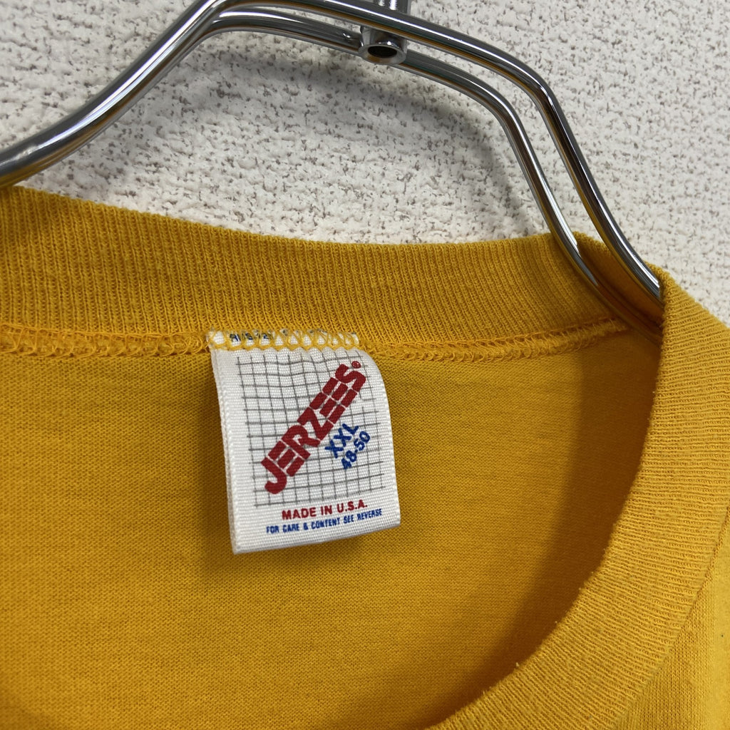 80s　JERZEES　ジャージーズ　半袖プリントTシャツ　ヴィンテージ　　黄色　イエロー　XXLサイズ