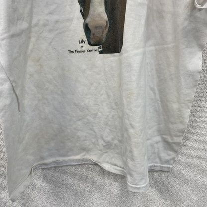 00s　GILDAN　ギルダン　半袖プリントTシャツ　アニマルT　馬　ヴィンテージ　白　ホワイト　XLサイズ