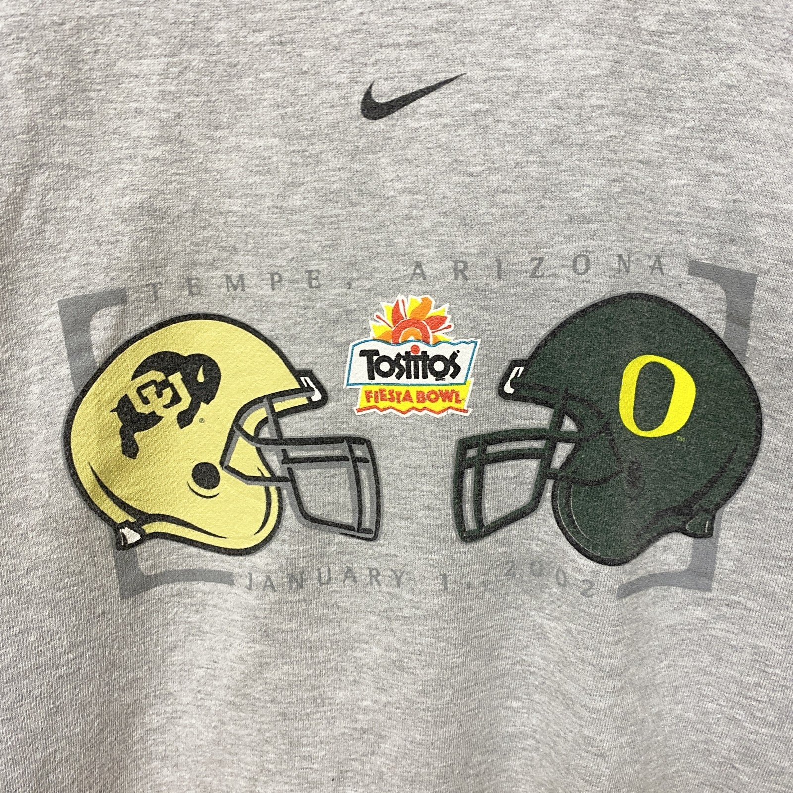 古着 used　90s　NIKE　ナイキ　長袖プリントスウェット　トレーナー　アリゾナ州　フットボール　グレー　秋冬服　Lサイズ