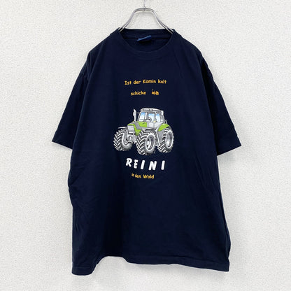 SAN MARINO　サンマリノ　半袖プリントTシャツ　トラクター　紺　ネイビー　3XLサイズ