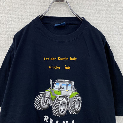 SAN MARINO　サンマリノ　半袖プリントTシャツ　トラクター　紺　ネイビー　3XLサイズ