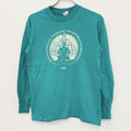 90s　Hanes　ヘインズ　長袖プリントTシャツ　ヴィンテージ　グリーン　Mサイズ