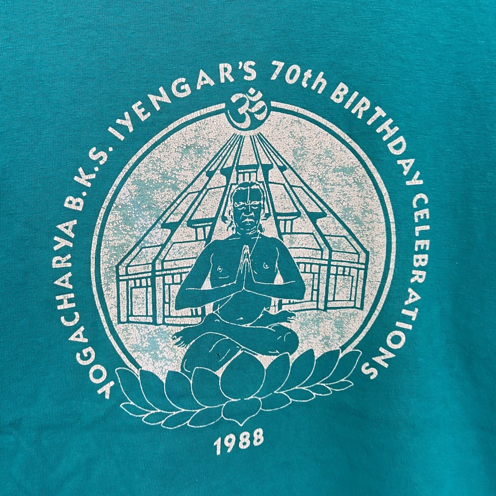 90s　Hanes　ヘインズ　長袖プリントTシャツ　ヴィンテージ　グリーン　Mサイズ