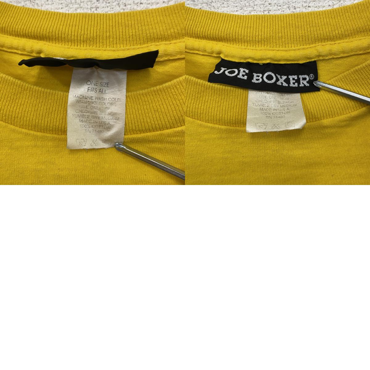 90s～　JOE BOXER　半袖Tシャツ　スマイル　ニコちゃん　ヴィンテージ　黄色　イエロー　ワンサイズ