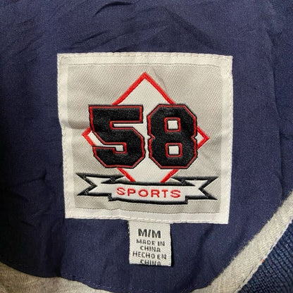 古着 used　58 SPORTS　長袖ナイロンプルオーバー　ロゴ刺繍　Vネック　MICHIGAN　ワッペン　ネイビー　Mサイズ