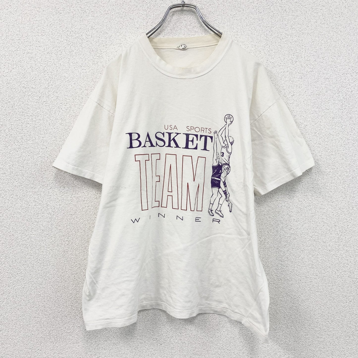 90s～　CASUAL WEAR　半袖Tシャツ　Basketball　バスケットボール　白　ホワイト　Lサイズ