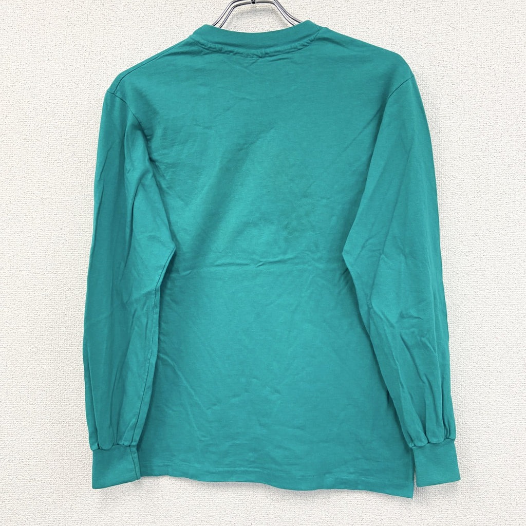 90s　Hanes　ヘインズ　長袖プリントTシャツ　ヴィンテージ　グリーン　Mサイズ