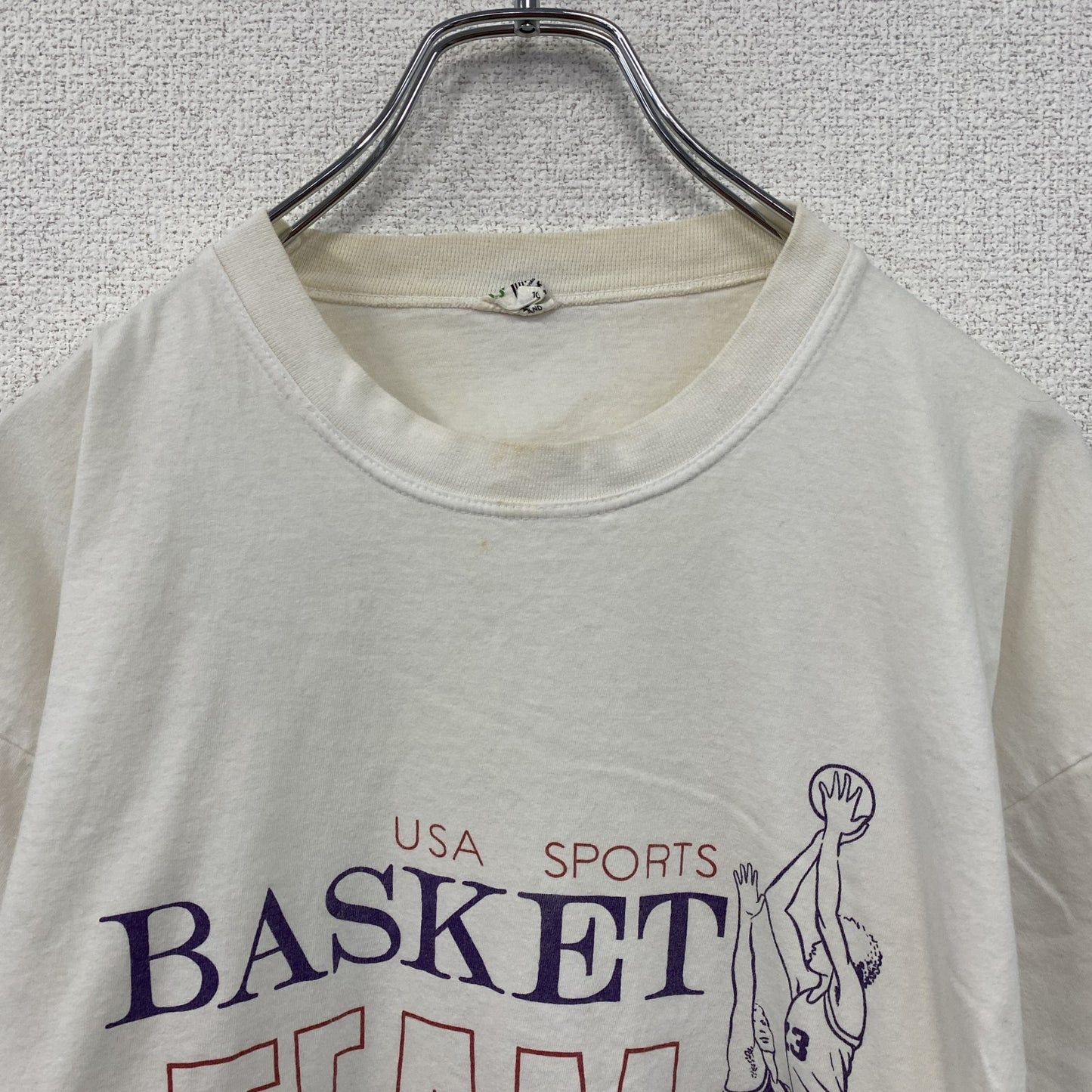 90s～　CASUAL WEAR　半袖Tシャツ　Basketball　バスケットボール　白　ホワイト　Lサイズ