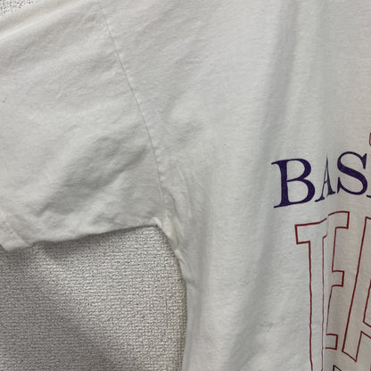 90s～　CASUAL WEAR　半袖Tシャツ　Basketball　バスケットボール　白　ホワイト　Lサイズ
