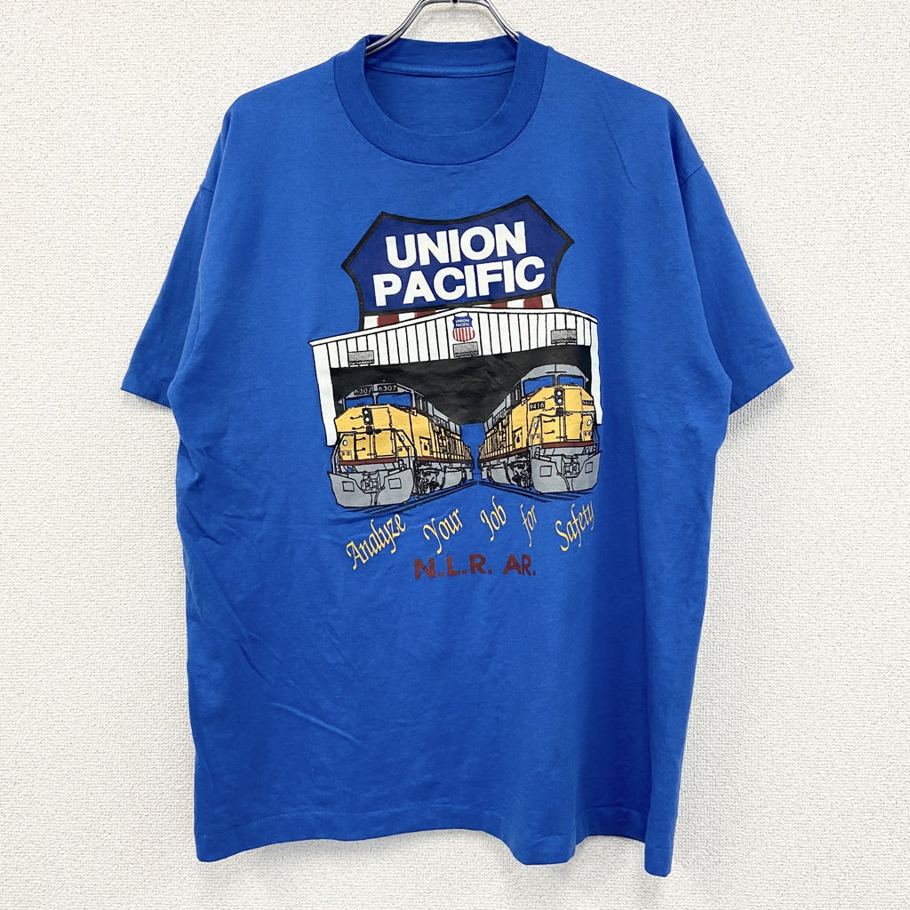 80s～　半袖プリントTシャツ　ヴィンテージ　シングルステッチ　青