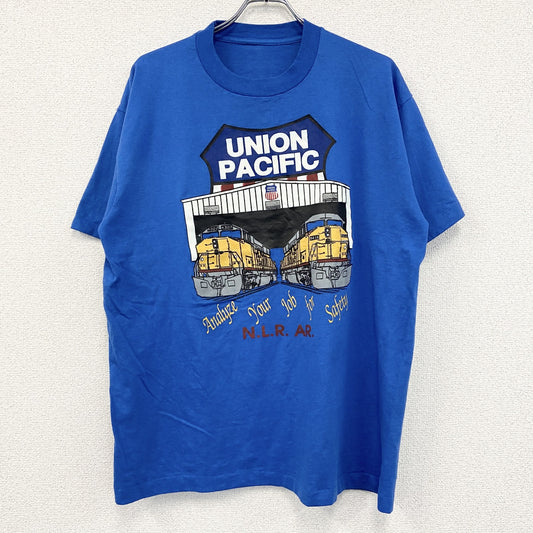 80s～　半袖プリントTシャツ　ヴィンテージ　シングルステッチ　青