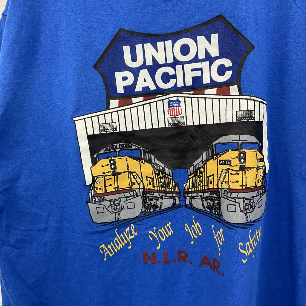 80s～　半袖プリントTシャツ　ヴィンテージ　シングルステッチ　青