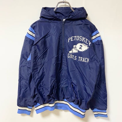 古着 used　RUSSELL ATHLETIC ラッセルアスレティック　長袖ハーフジップナイロンジャケット　ネイビー　Mサイズ