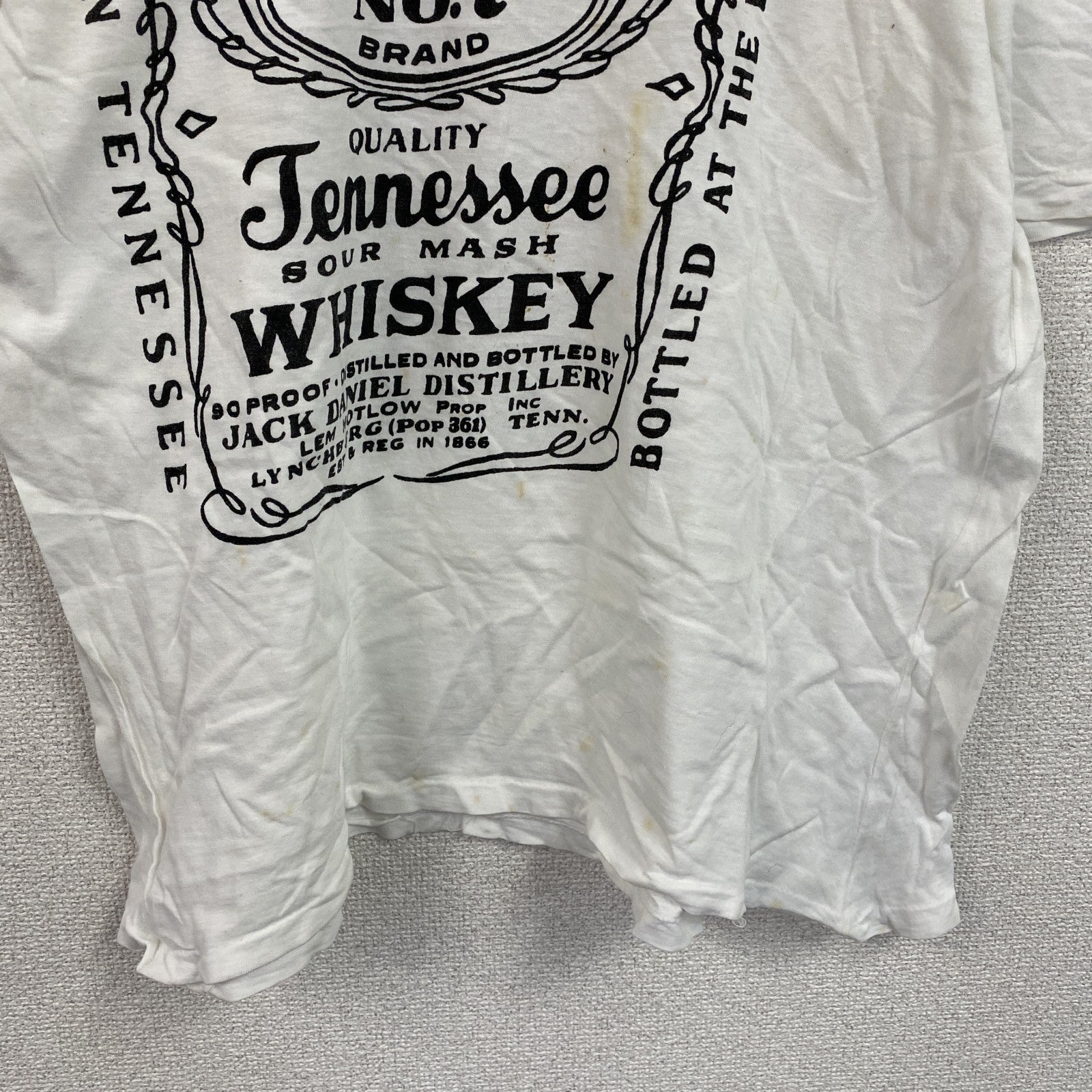 Jack Daniel's　ジャックダニエル　半袖Tシャツ　テネシー・ウイスキー　シングルステッチ　白　ホワイト　