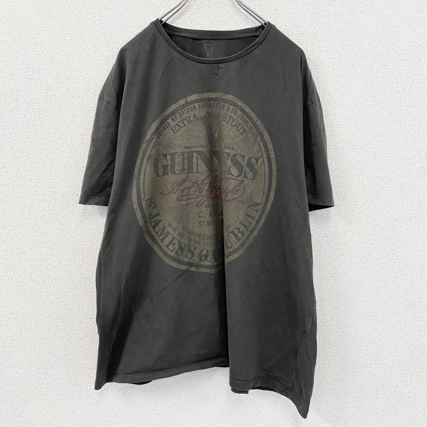 GUINNESS　ギネス　半袖プリントTシャツ　企業T　ダークグレー　3XLサイズ