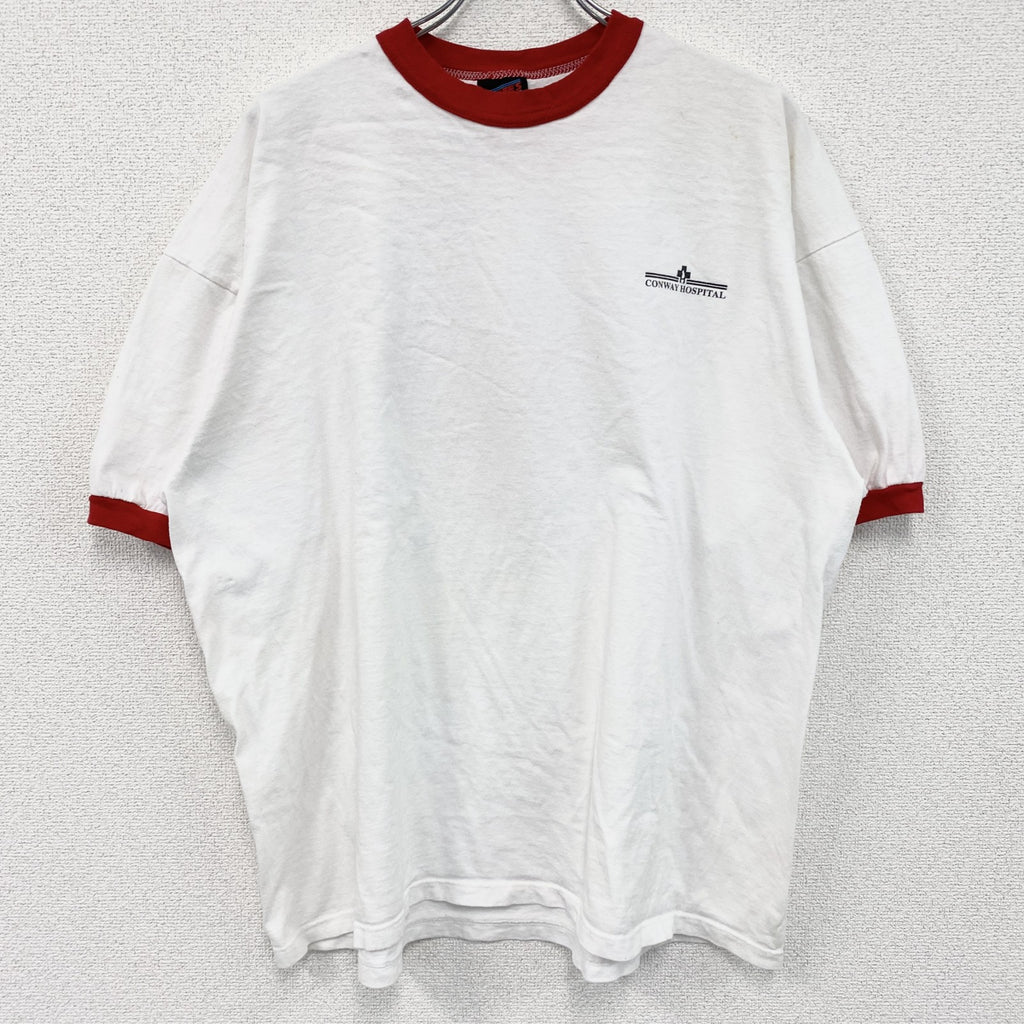90s　SOFFE’S　半袖プリントリンガーTシャツ　ヴィンテージ　白　ホワイト　2XLサイズ