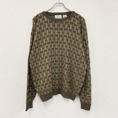 FARAH　ファーラー　アクリルニットセーター　総柄　茶色　ブラウン　Lサイズ