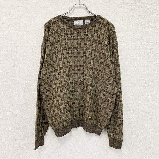 FARAH　ファーラー　アクリルニットセーター　総柄　茶色　ブラウン　Lサイズ