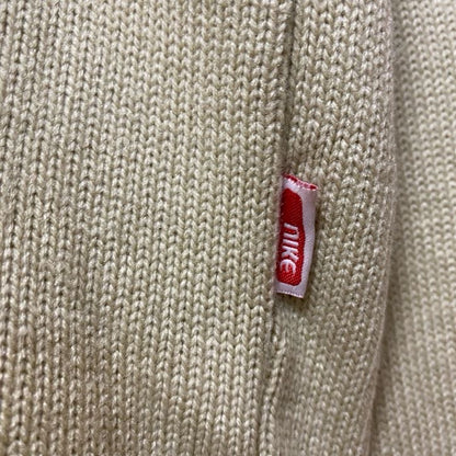 古着 used　NIKE　ナイキ　長袖ハーフジップニット　セーター　ワンポイントロゴ刺繍　ライン　ハイネック　Lサイズ