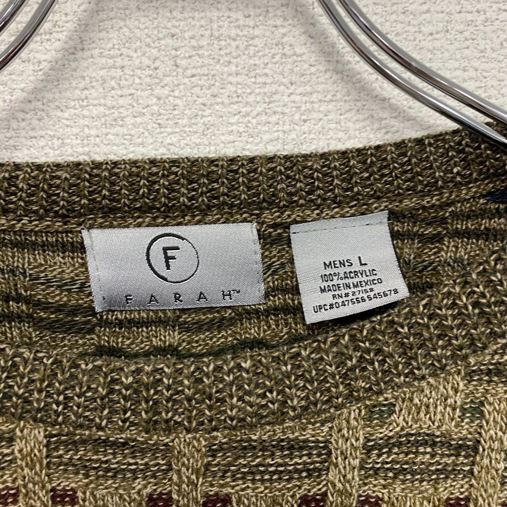 FARAH　ファーラー　アクリルニットセーター　総柄　茶色　ブラウン　Lサイズ