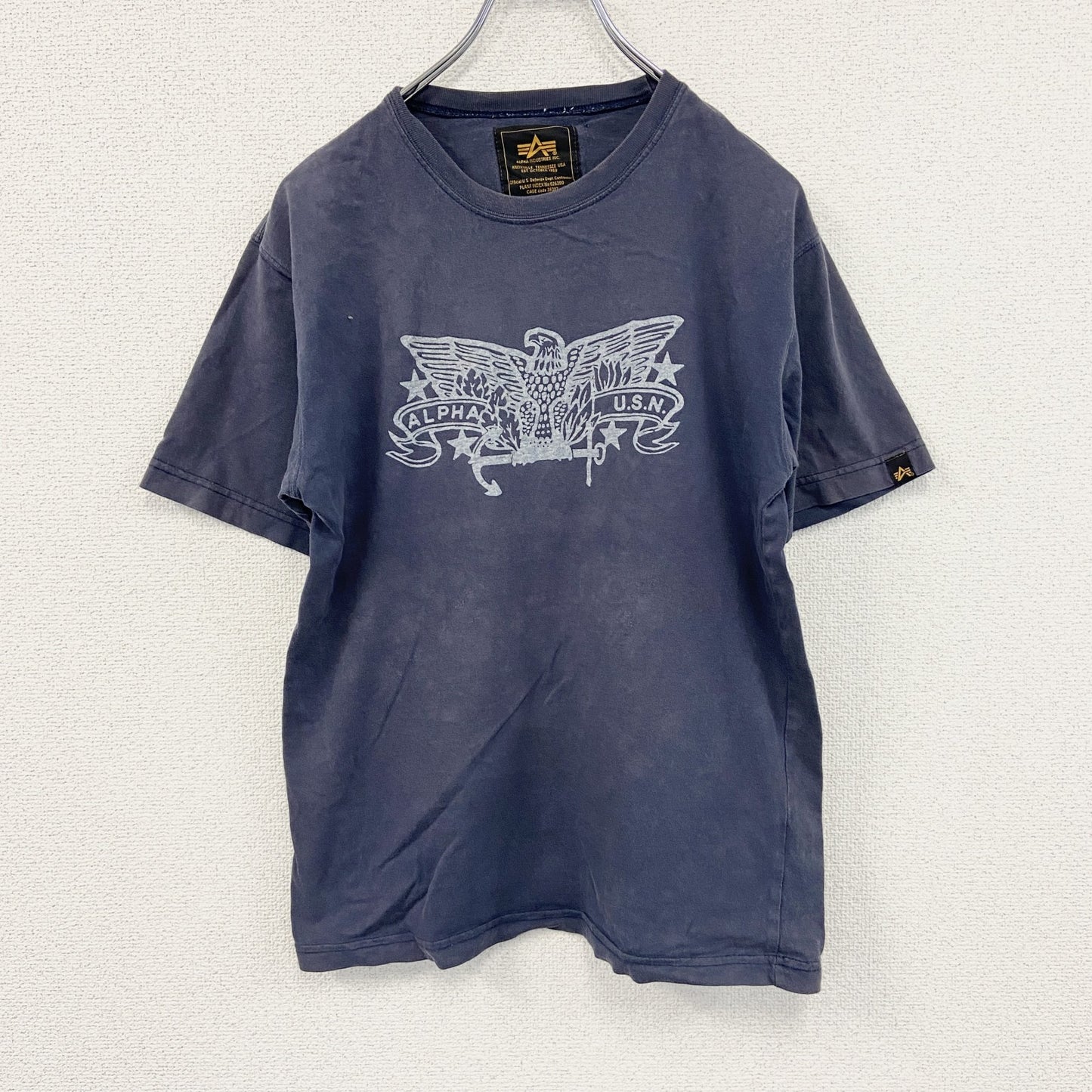 ALPHA INDUSTRIES　アルファ　半袖プリントTシャツ　紺　ネイビー　Sサイズ