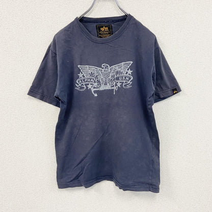ALPHA INDUSTRIES　アルファ　半袖プリントTシャツ　紺　ネイビー　Sサイズ